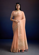 Peach Whisper Saree in Linen Cotton Silk Saree